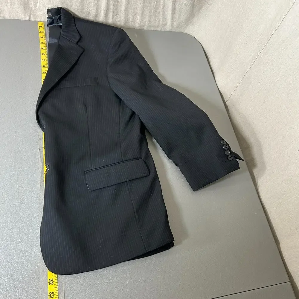 Pierre Cardin Mens Black Pinstripe Blazer 42S Classic Preppy Business 100% Wool - Picture 10 of 12